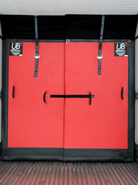 Two-piece model mounted inside a semi trailer.  Replacement of one half is possible.