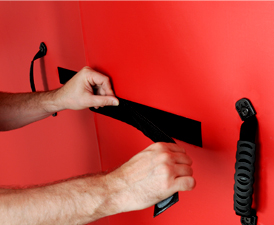 Bulkhead panels connect with Velcro Straps